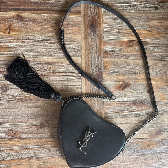Saint Laurent Handbags - AUTHENTIC YSL Unique and Rare Saint Laurent Black Heart Crossbody